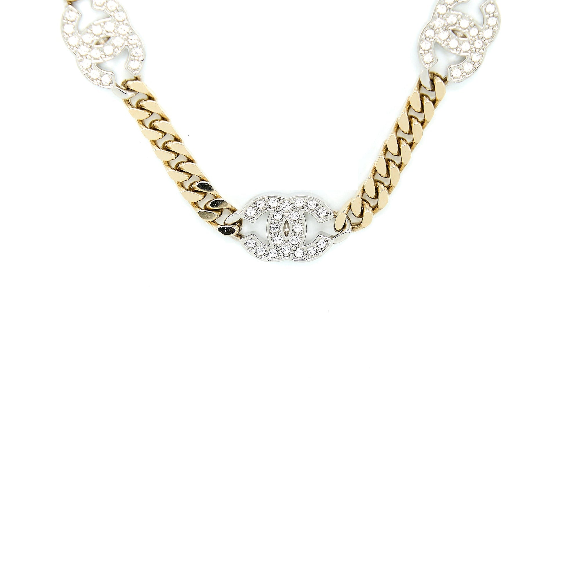 Chanel Crystal CC Logo Waist Belt Light Gold