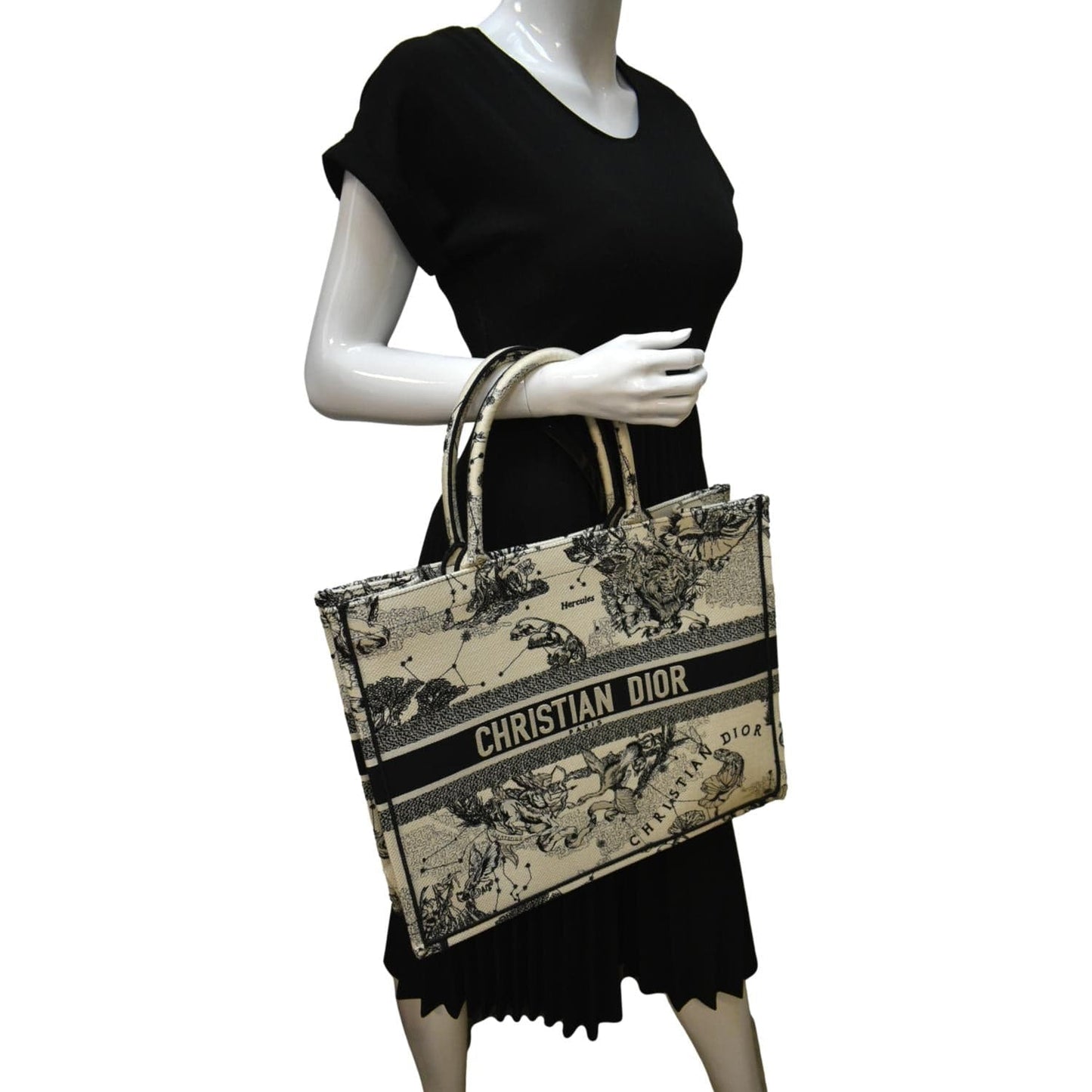 Dior Book Zodiac Embroidery Tote Bag Latte Canvas