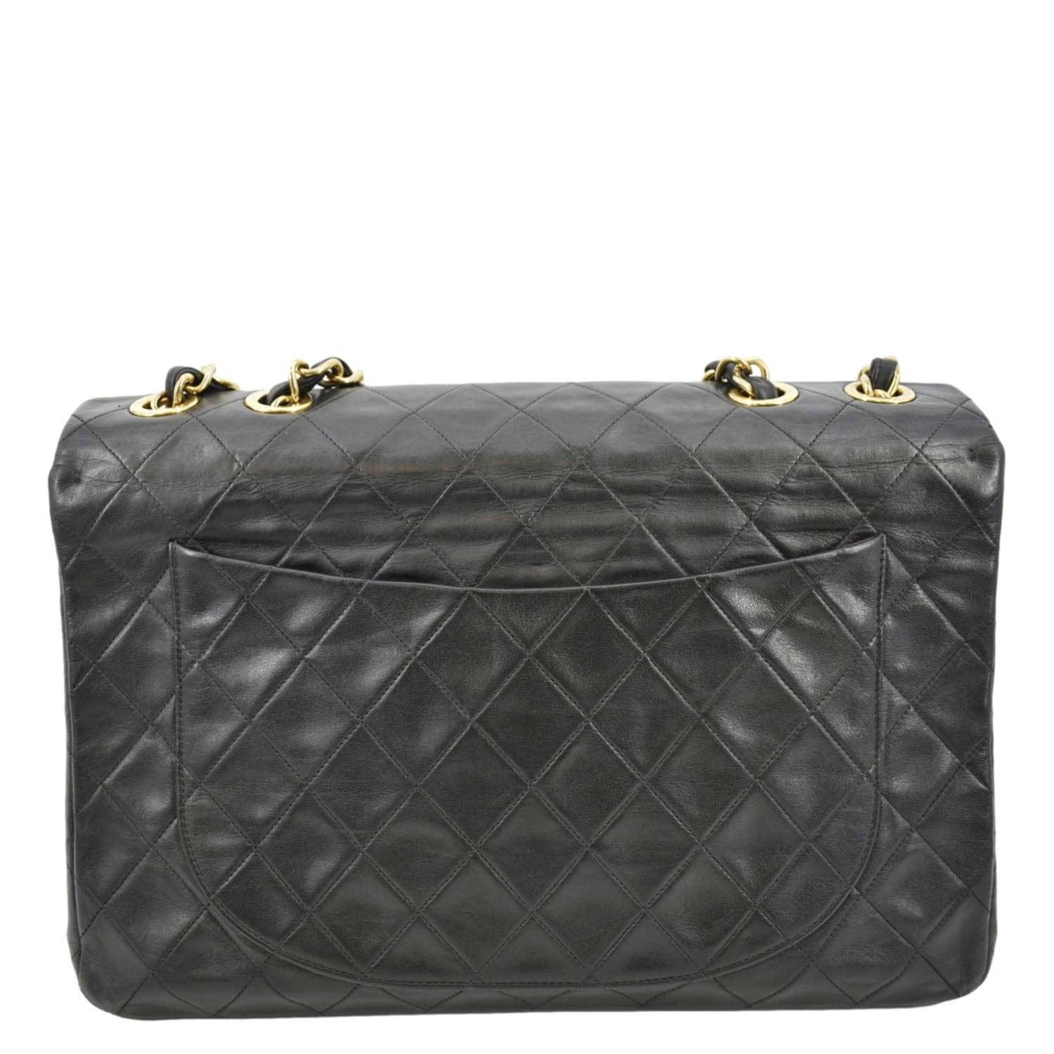 Chanel Maxi Flap Quilted Leather Black Travel Bag