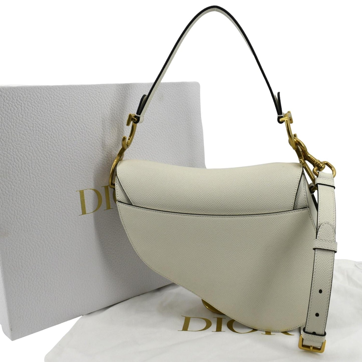 Dior Saddle Grained Calfskin Shoulder Bag Ivory Leather Saddle Bag 3