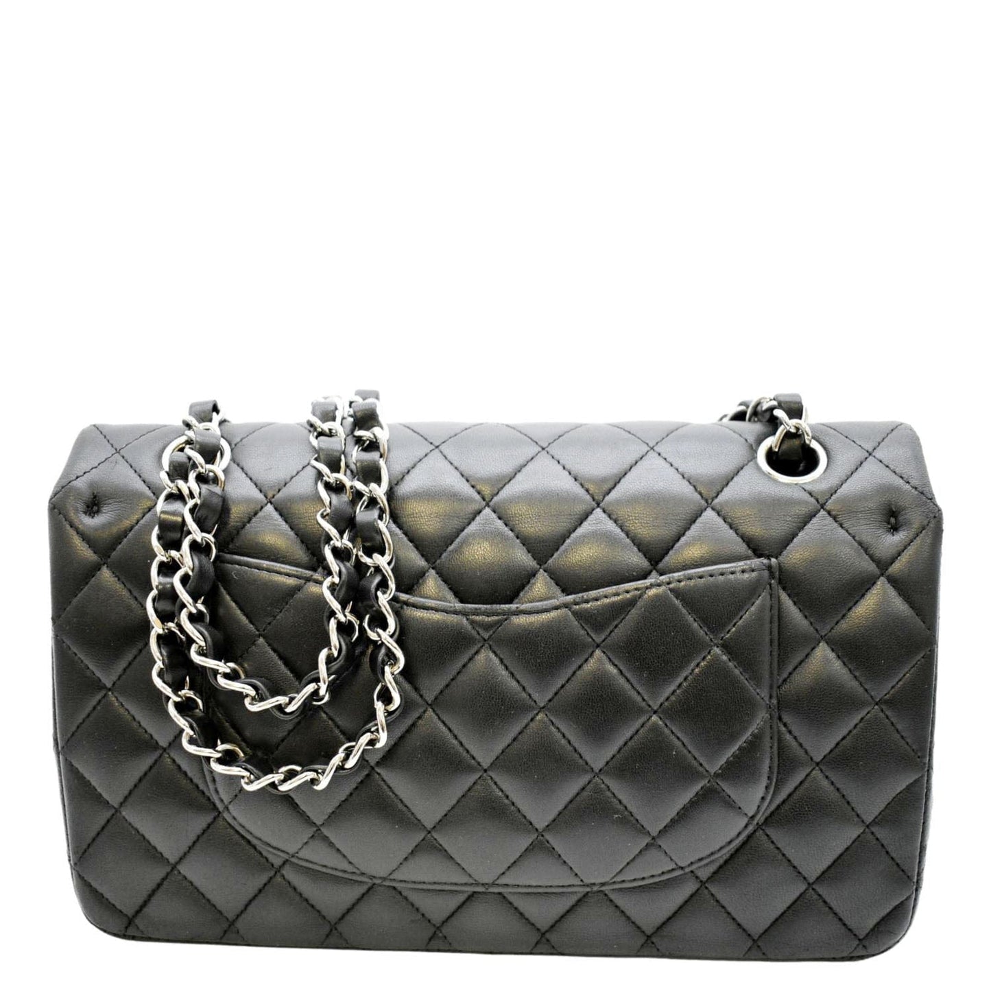 Chanel Classic Double Flap Quilted Leather Black Travel Bag Flap 3