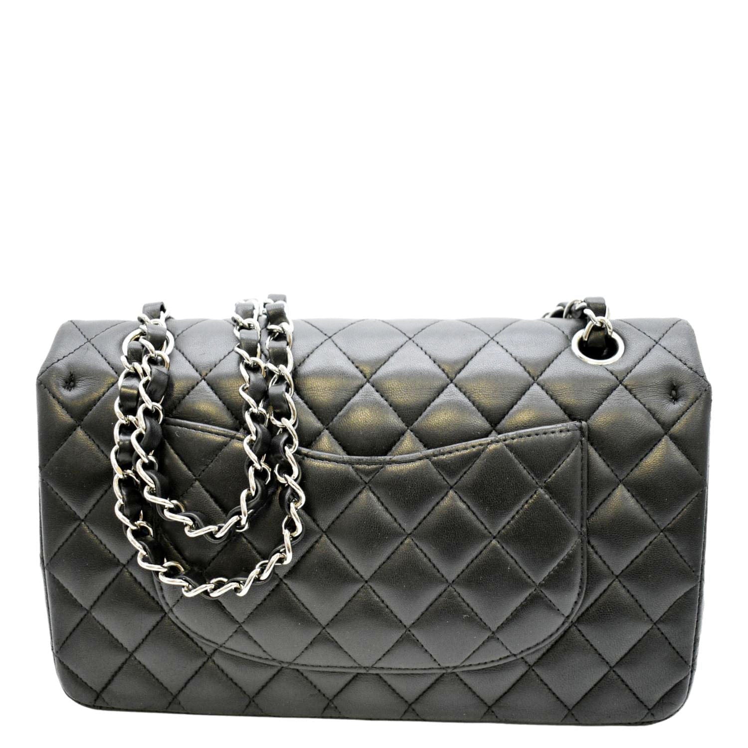 Chanel Classic Double Flap Quilted Leather Black Travel Bag Flap 3