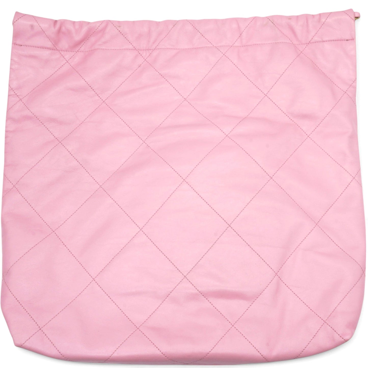 Chanel Shiny Quilted 22 Drawstring Bag Pink Large