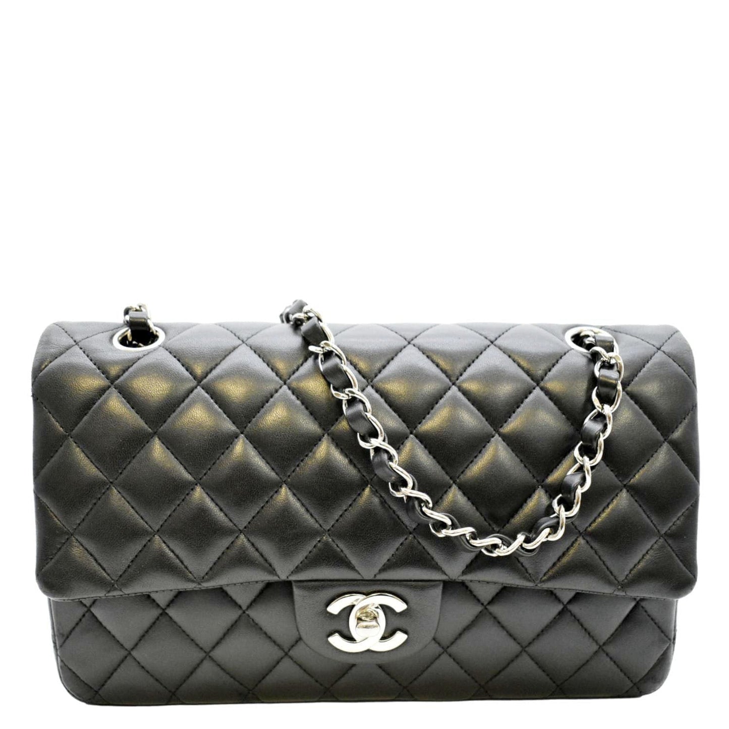 Chanel Classic Double Flap Quilted Leather Black Travel Bag Flap 3