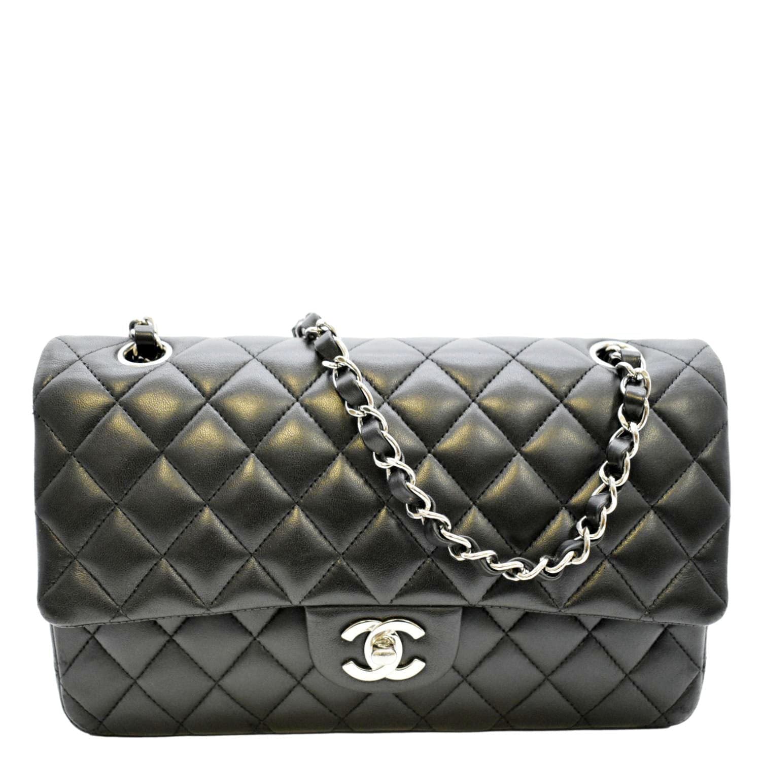 Chanel Classic Double Flap Quilted Leather Black Travel Bag Flap 3