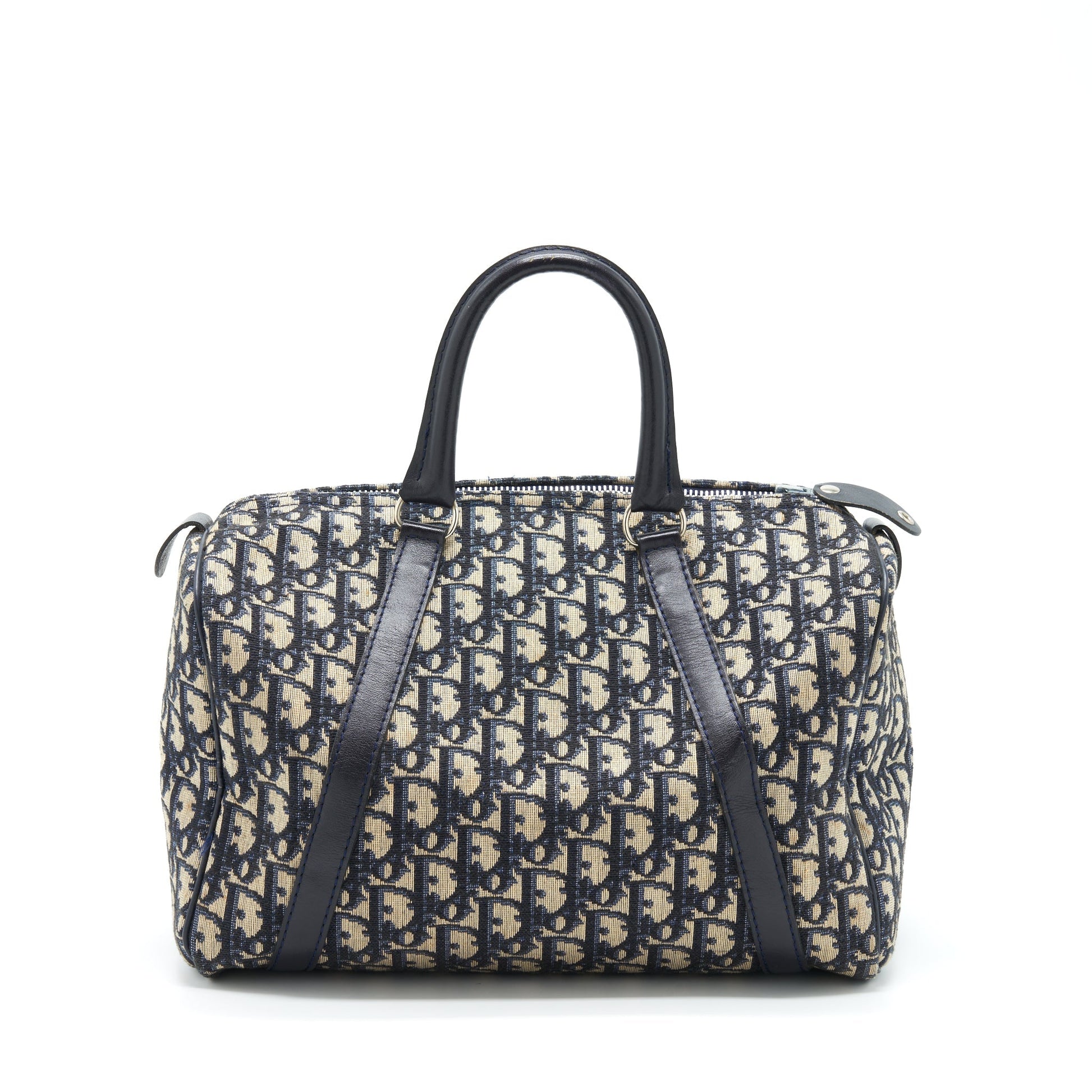 Dior Speedy Purse Oblique Handbag Canvas Blue Travel Bag