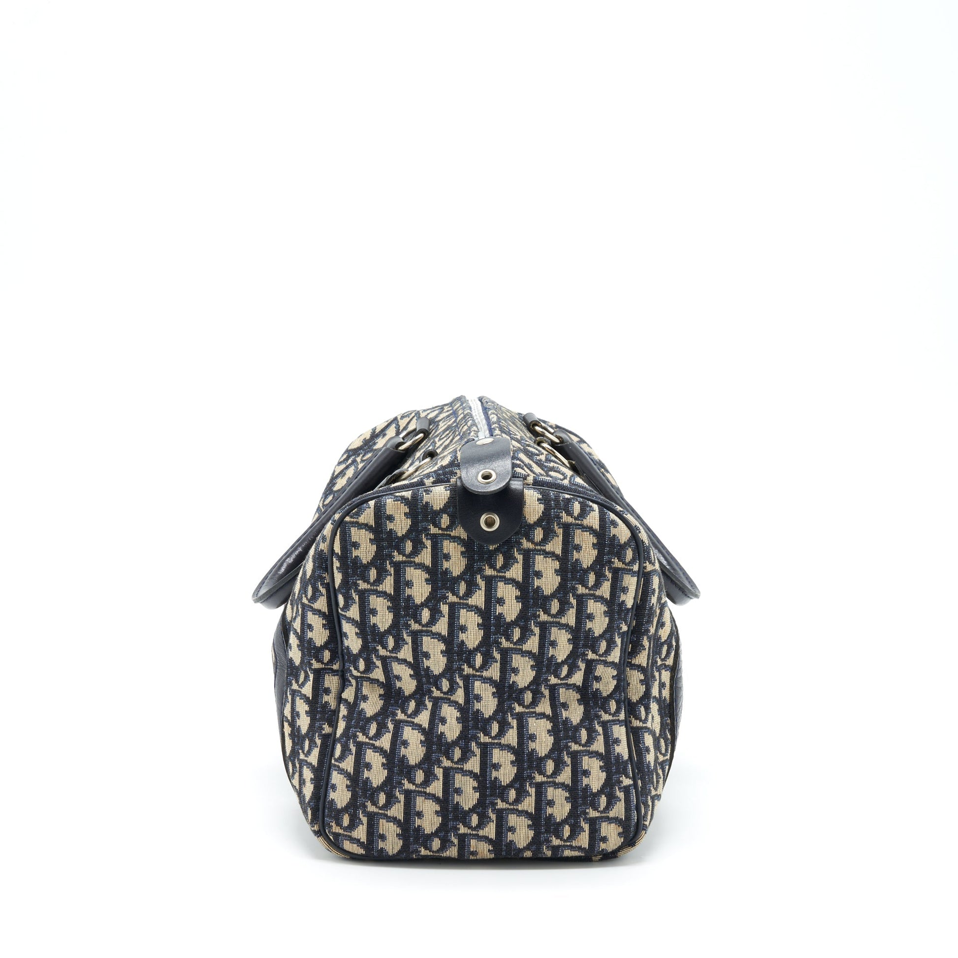 Dior Speedy Purse Oblique Handbag Canvas Blue Travel Bag