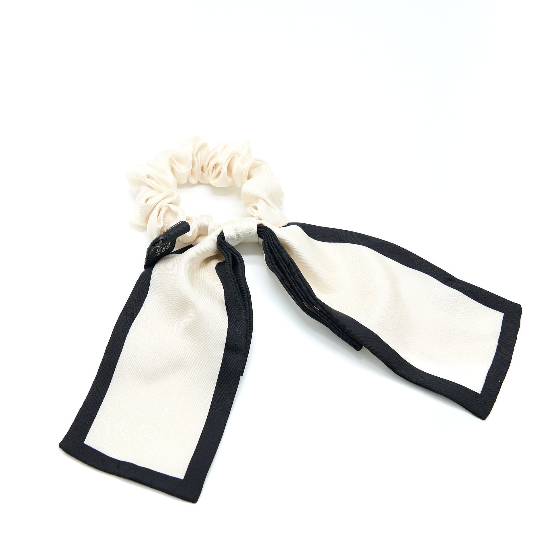 Chanel 22B Camellia Letter Hair Tie Silk Black Handbag Black 1