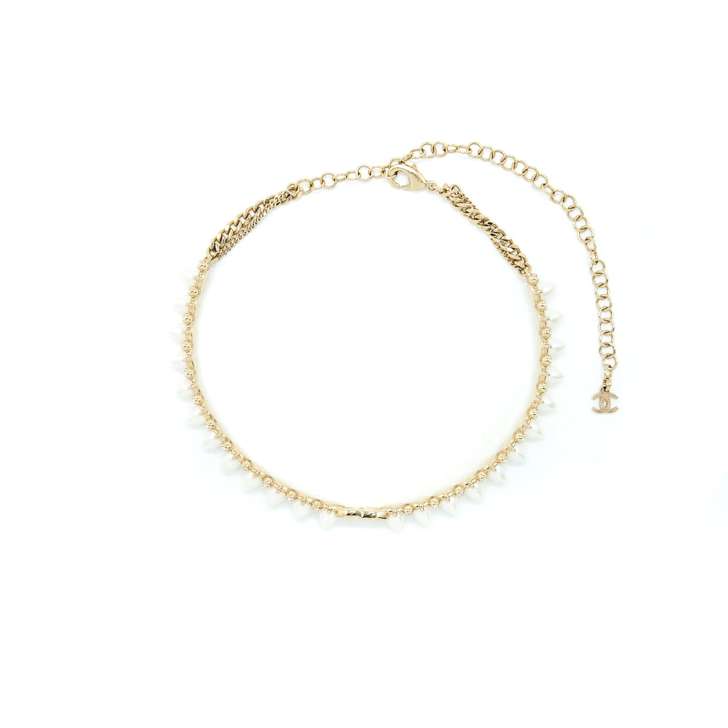 Chanel Crystal CC Logo Chocker Pearl Crystal Gold Handbag
