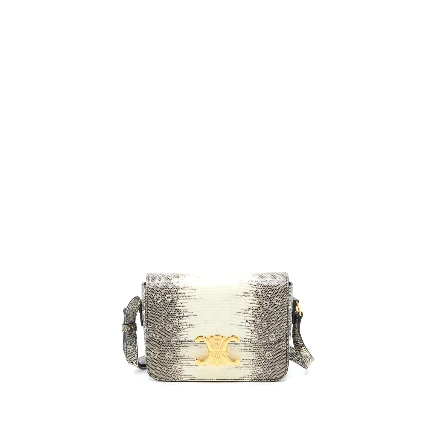 Celine Teen Triomphe In Lizard Natural Handbag Travel Bag