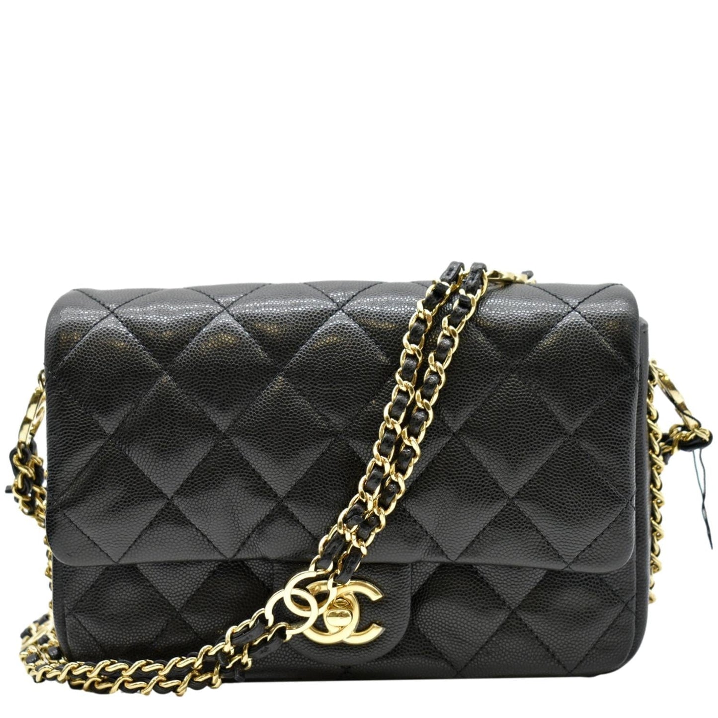 Chanel Flap Grained Leather Calfskin Black Travel Bag