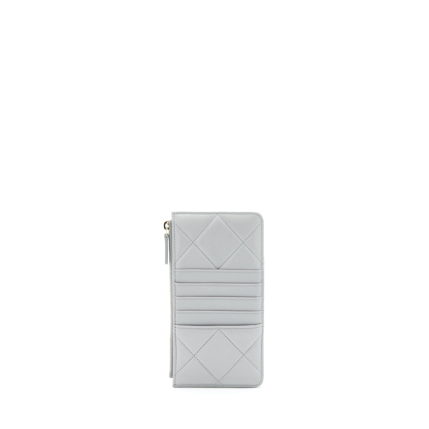 Chanel 19 Phone Card Holder Lambskin GHW Grey Small Wallet Case