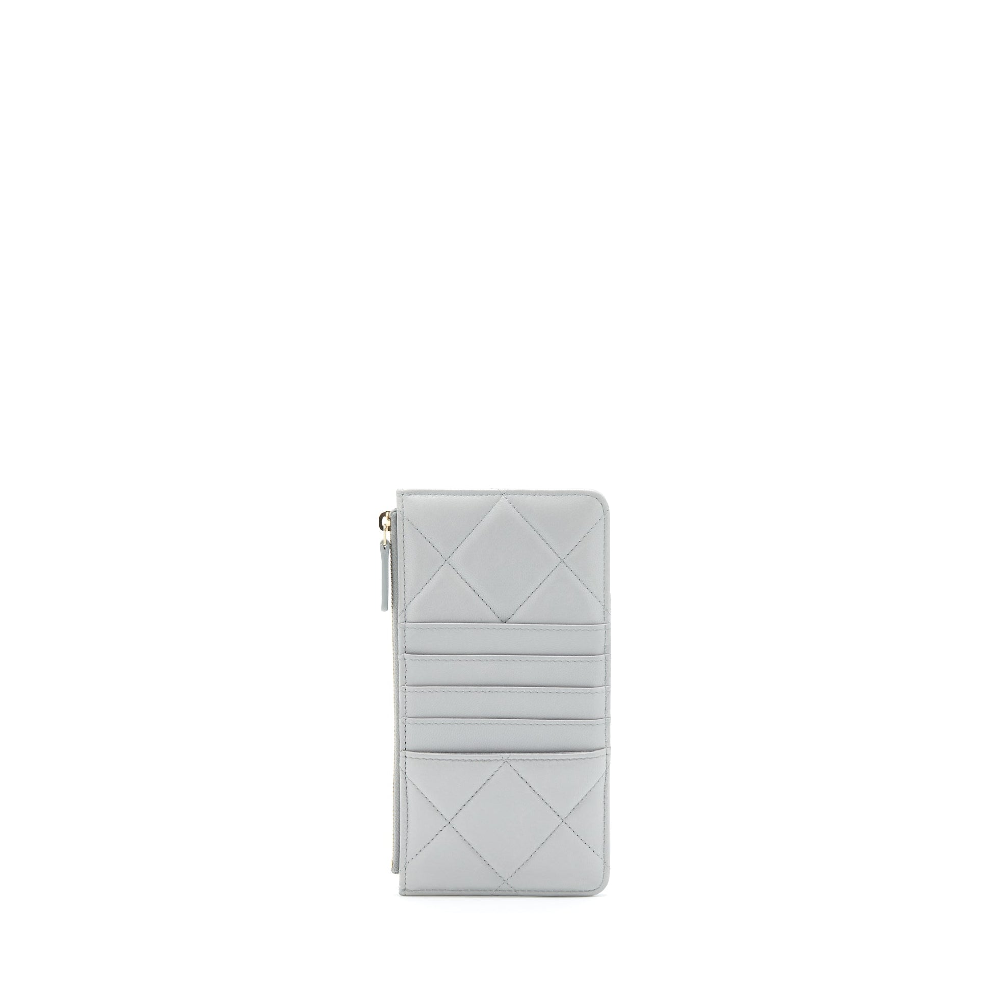 Chanel 19 Phone Card Holder Lambskin GHW Grey Small Wallet Case