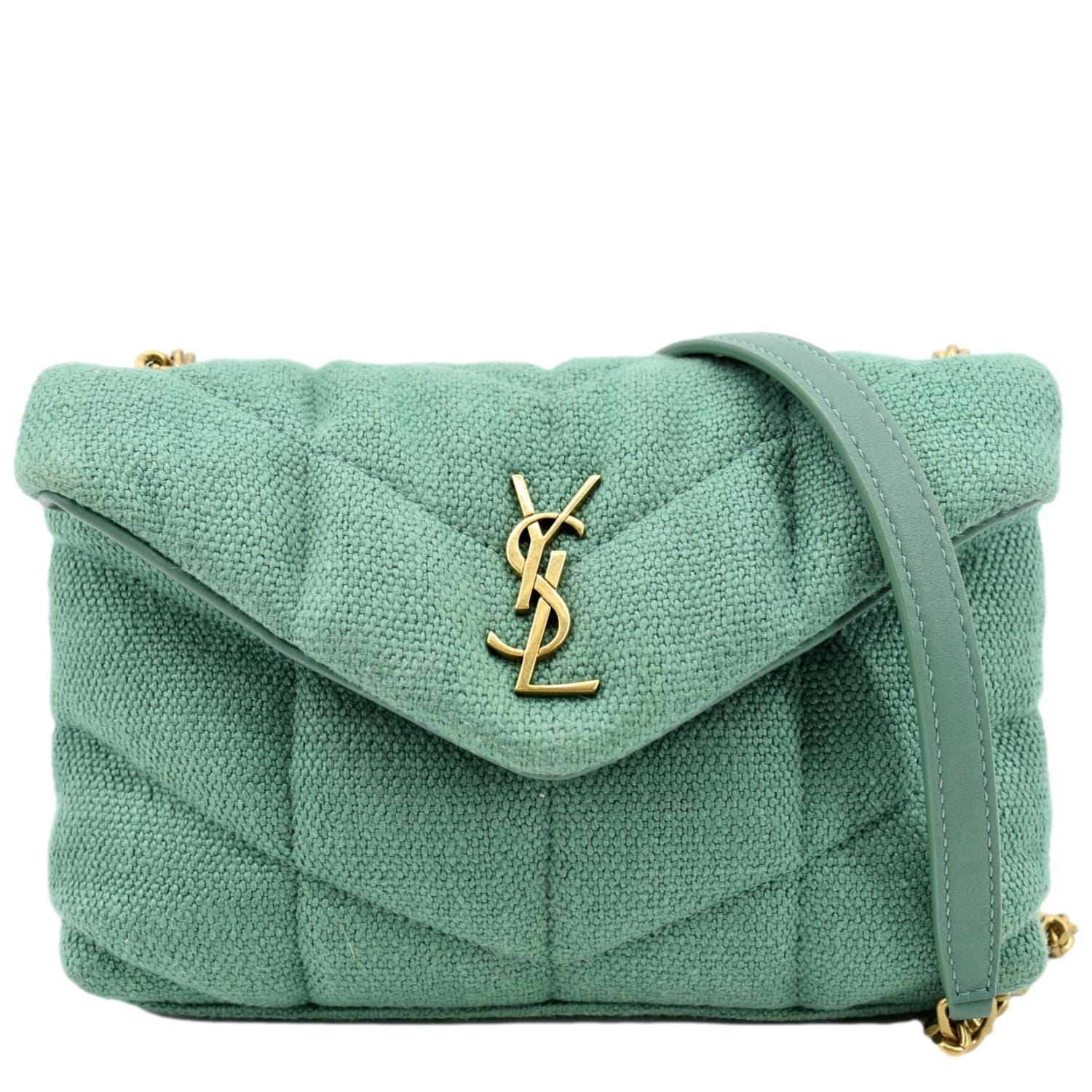 YSL Saint Laurent Saint Loulou Puffer Mini Crossbody Bag Light Canvas Quilted