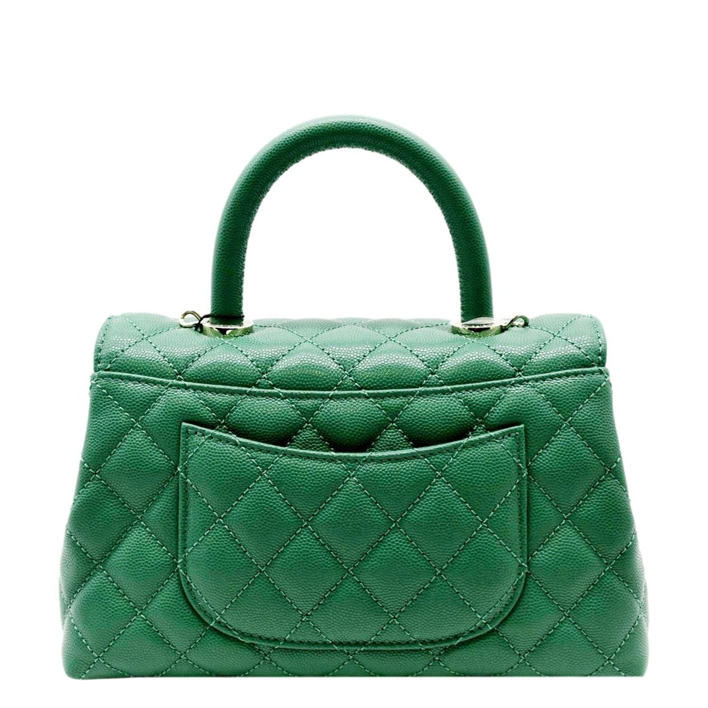 Chanel Coco Top Handle Caviar Leather Green Travel Bag