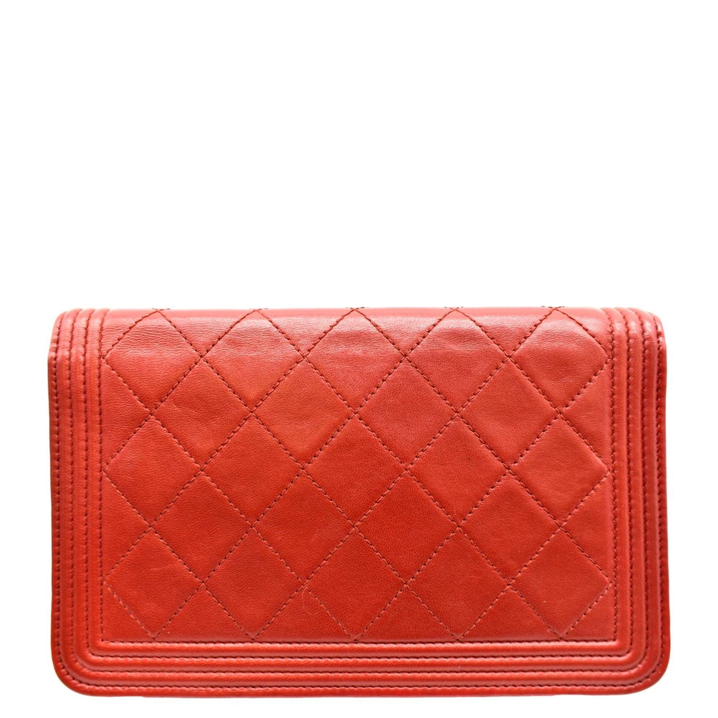 Chanel WOC Quilted Leather Calfskin Red Wallet Case