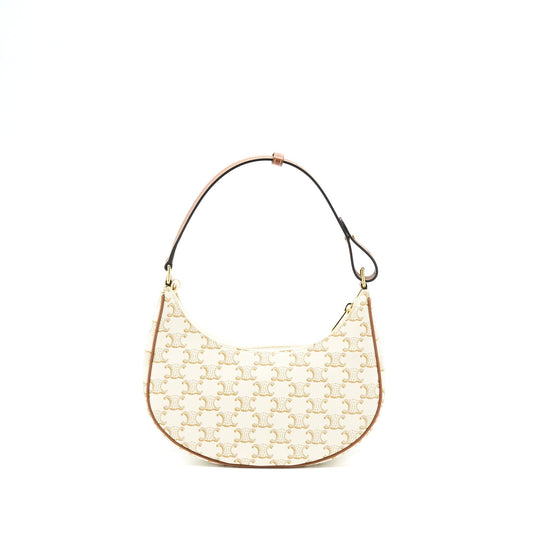 Celine Ava Purse In Triomphe Calfskin Handbag Canvas White Travel Bag