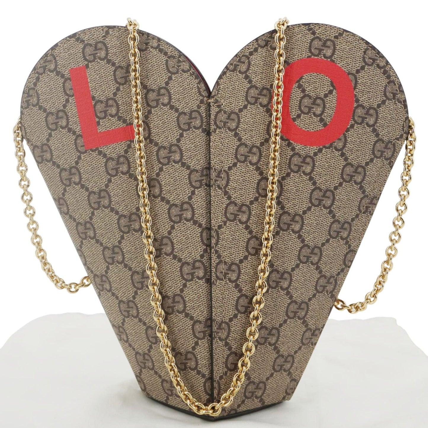 Gucci Valentines Day Love Heart Supreme Shoulder Bag Canvas Beige