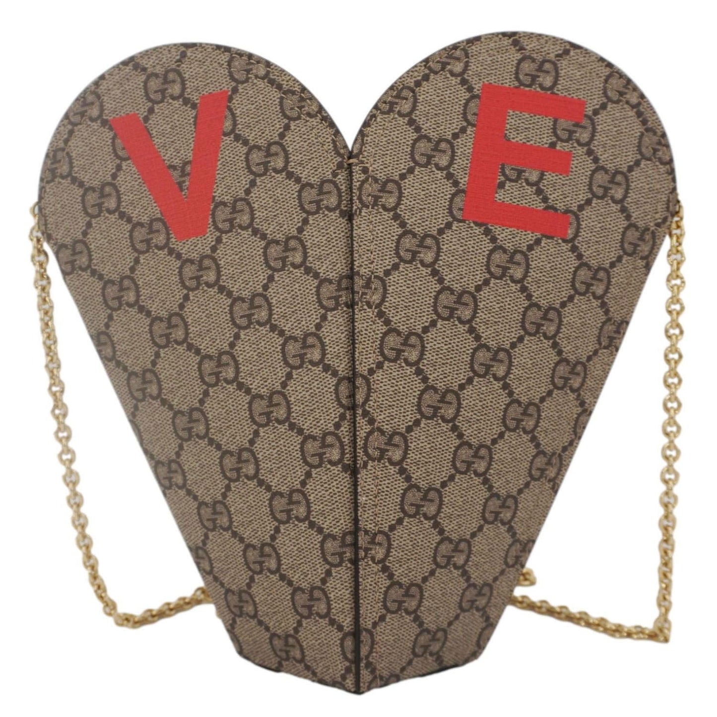 Gucci Valentines Day Love Heart Supreme Shoulder Bag Canvas Beige