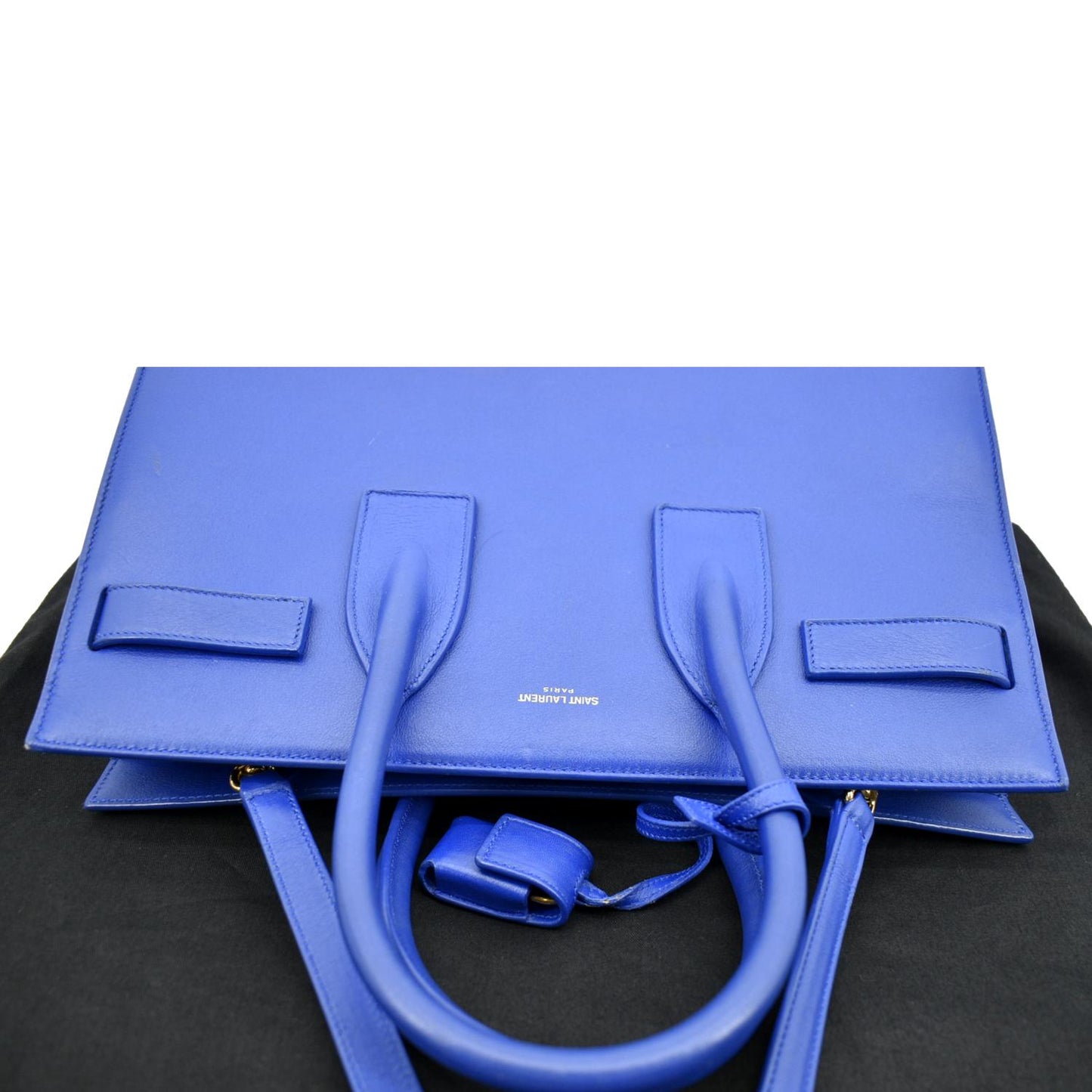 YSL Saint Laurent Yves Sac De Jour Shoulder Bag Leather Blue