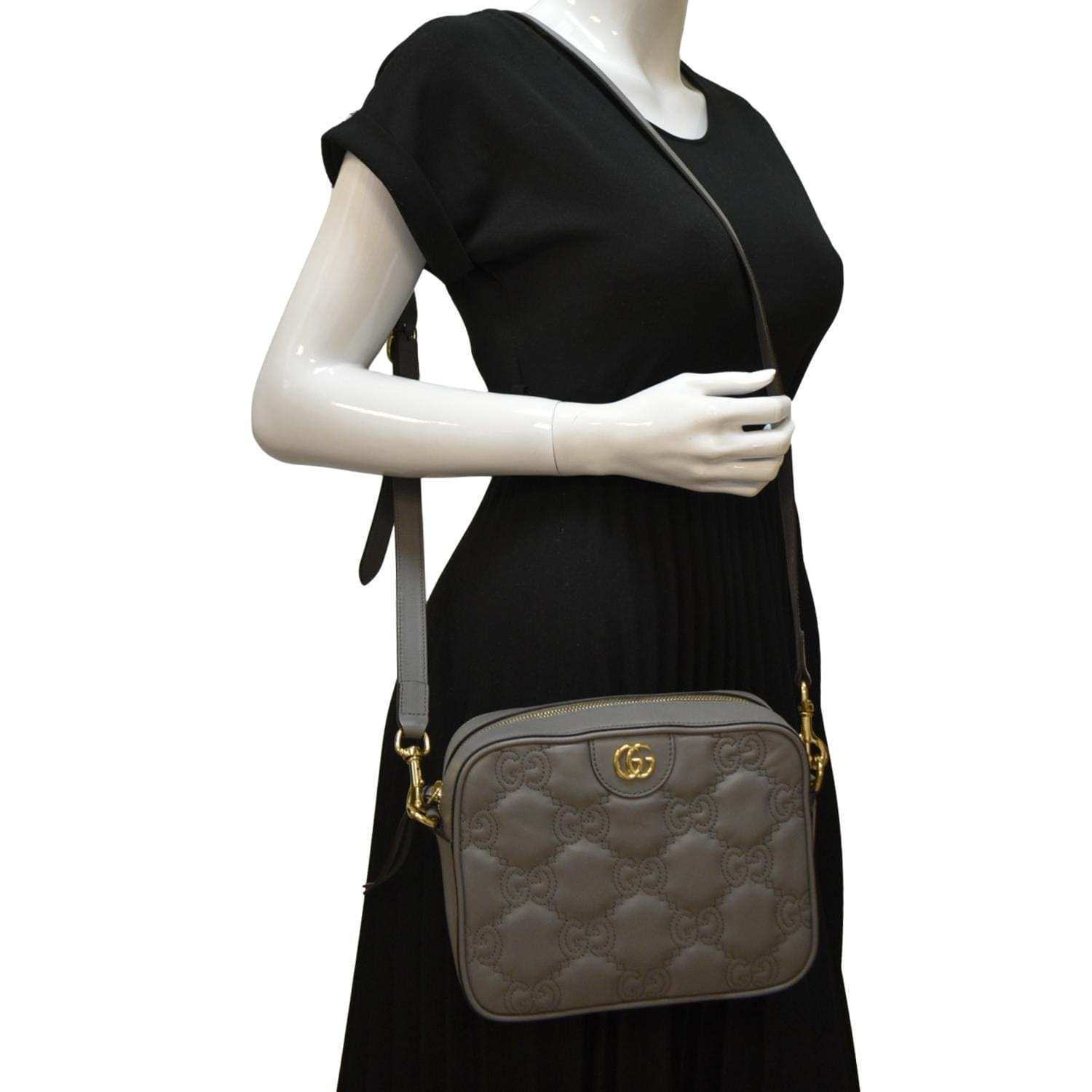 Gucci Crossbody Bag Dusty Grey Leather Matelasse