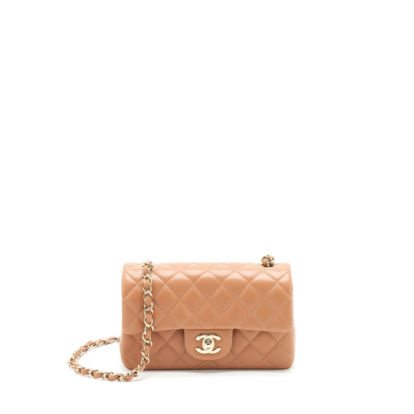 Chanel Rectangular Flap Lambskin Caramel LGHW Shoulder Bag