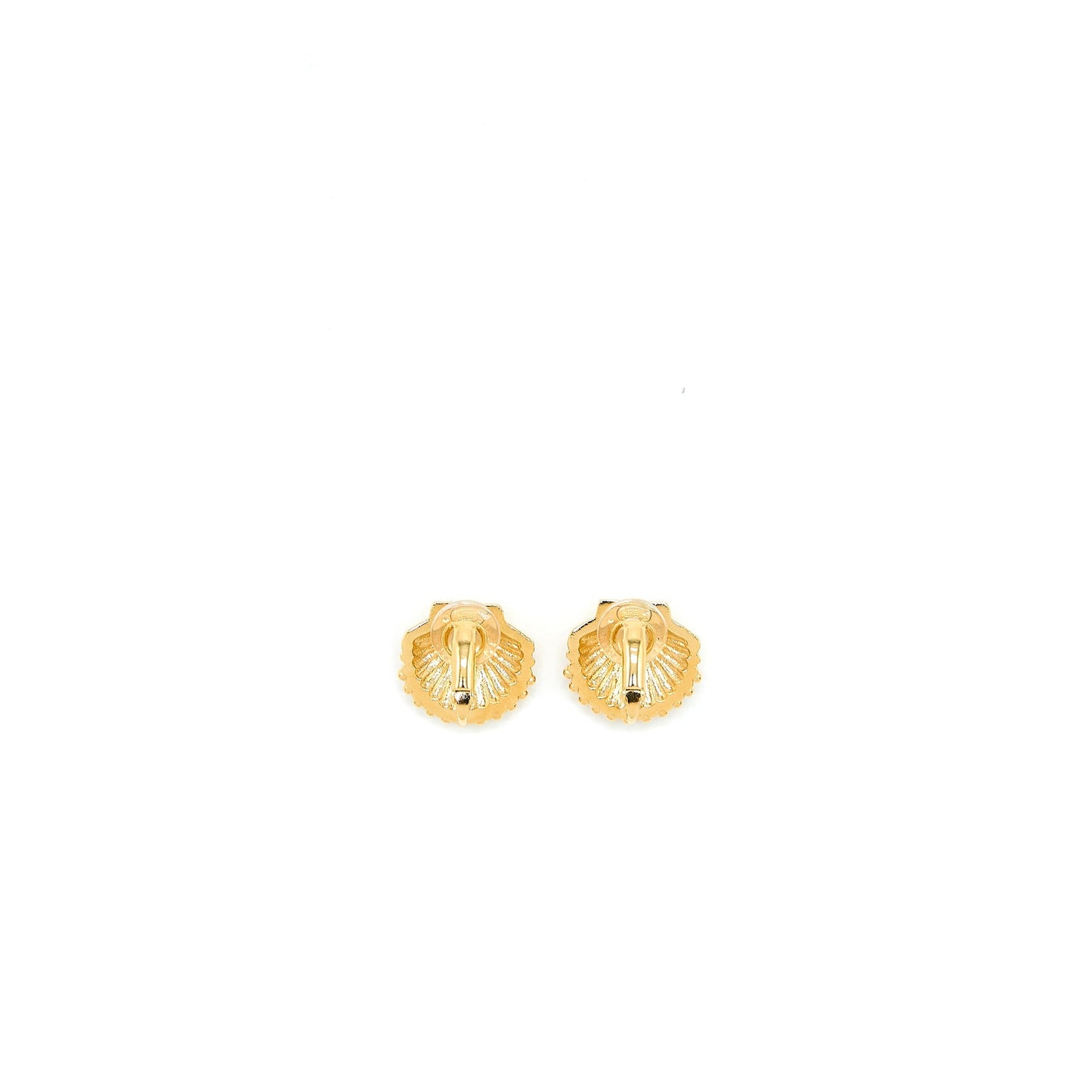Chanel CC Logo Shell Earclips Crystal Tone Multicolour Gold Handbag