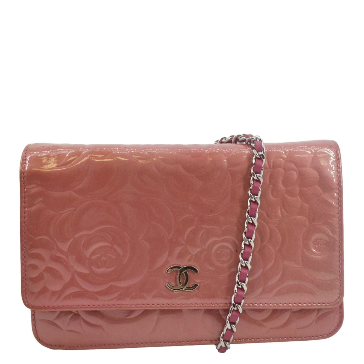 Chanel Camellia On Leather Pink Wallet Case