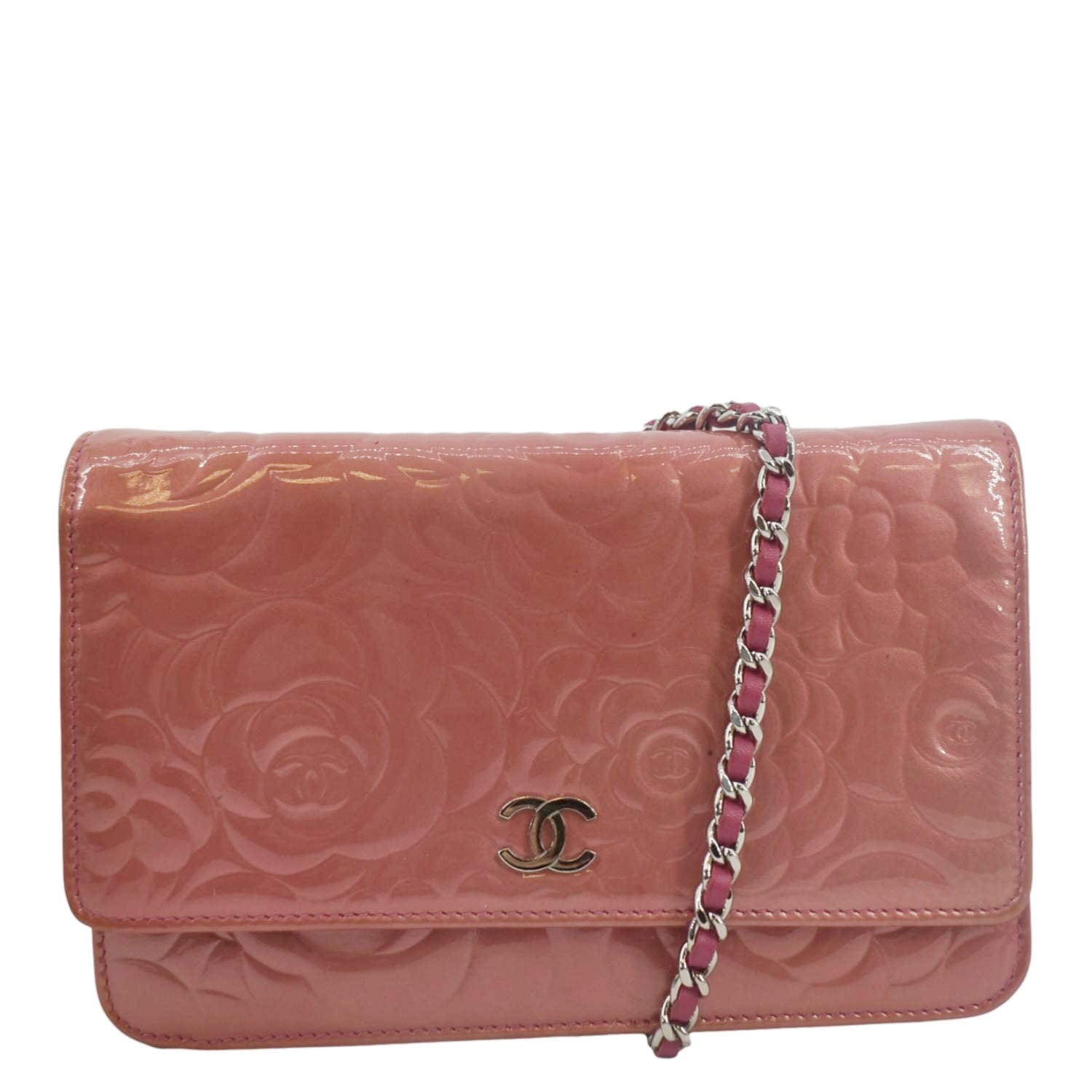 Chanel Camellia On Leather Pink Wallet Case