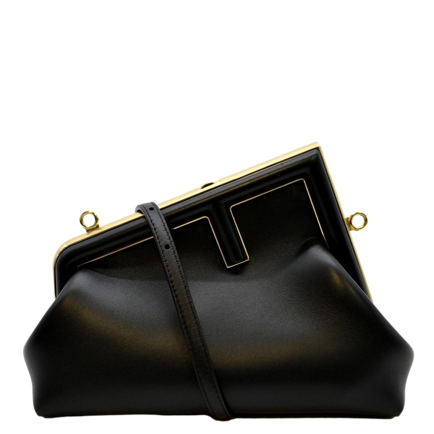 Fendi First Shoulder Bag Leather Black