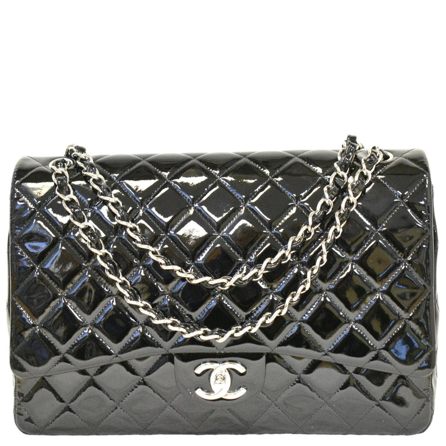 Chanel Classic Maxi Double Flap Quilted Leather Black Travel Bag