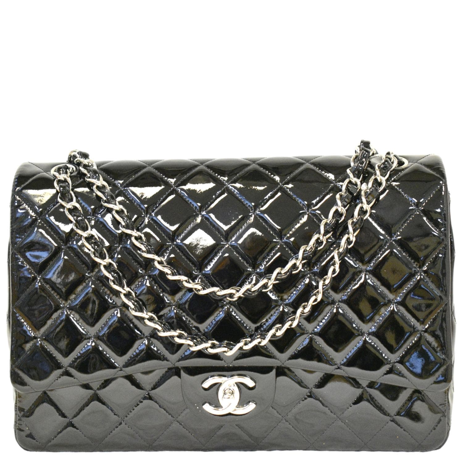 Chanel Classic Maxi Double Flap Quilted Leather Black Travel Bag
