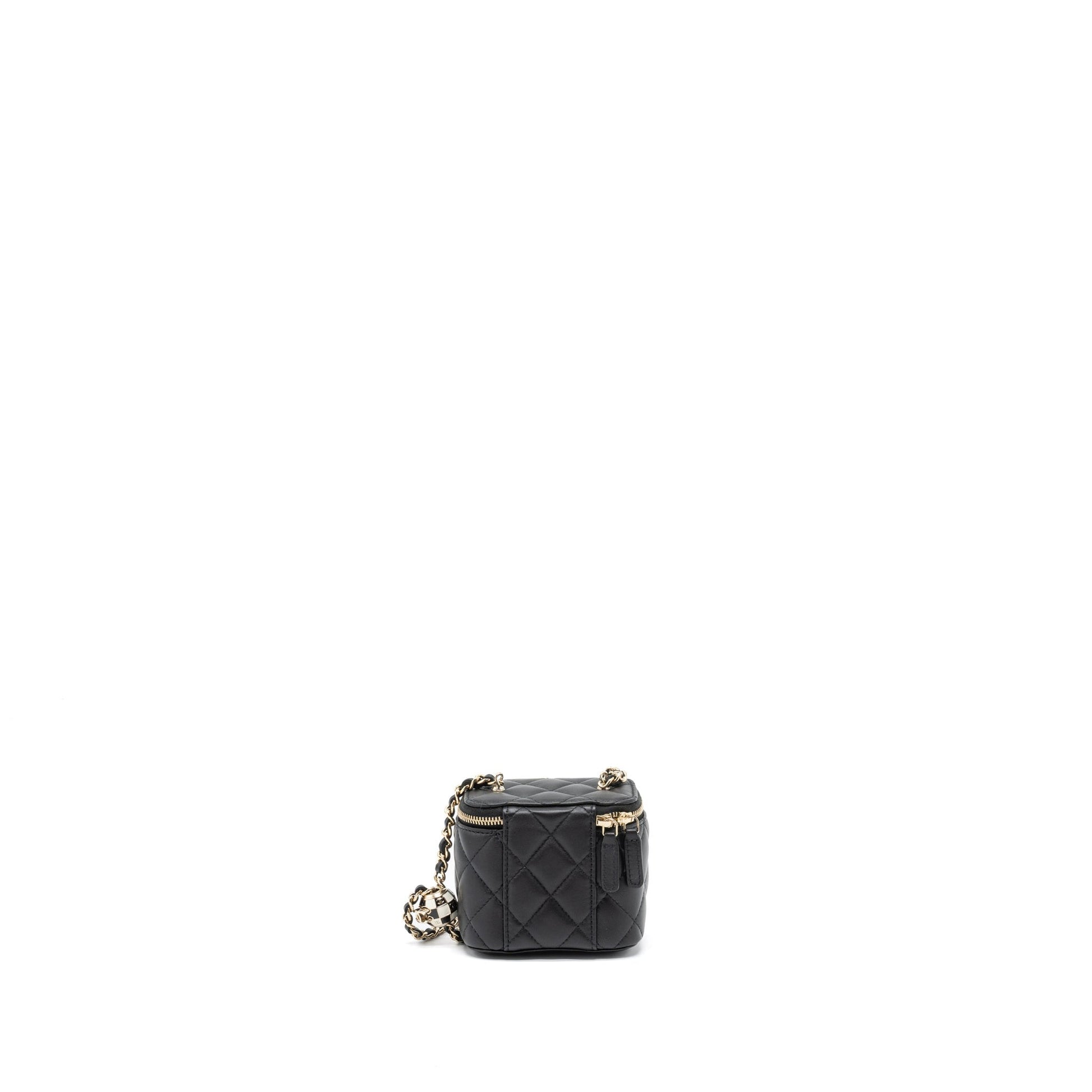 Chanel 23C Pearl Crush Vanity Lambskin LGHW Black Mini Bag