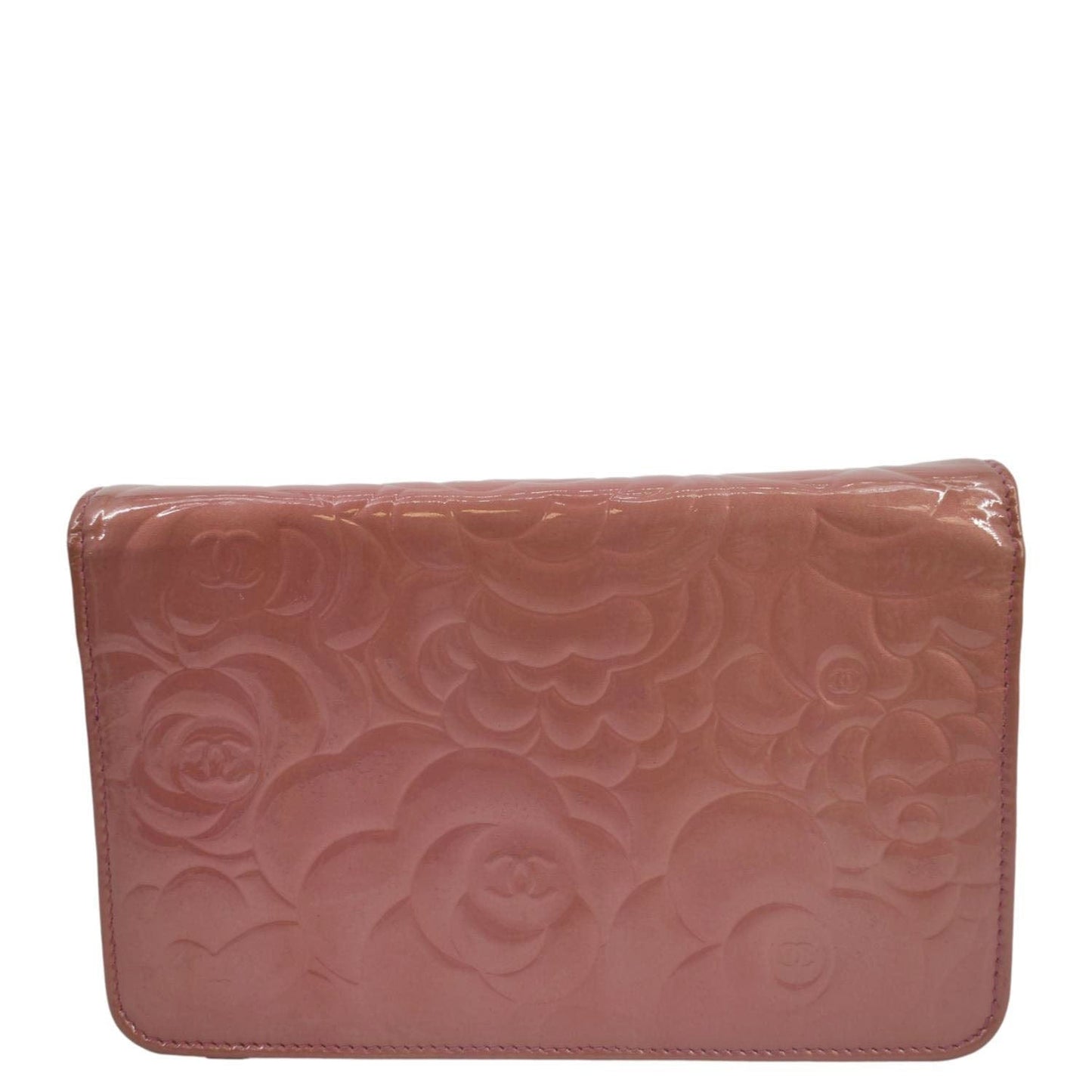 Chanel Camellia On Leather Pink Wallet Case