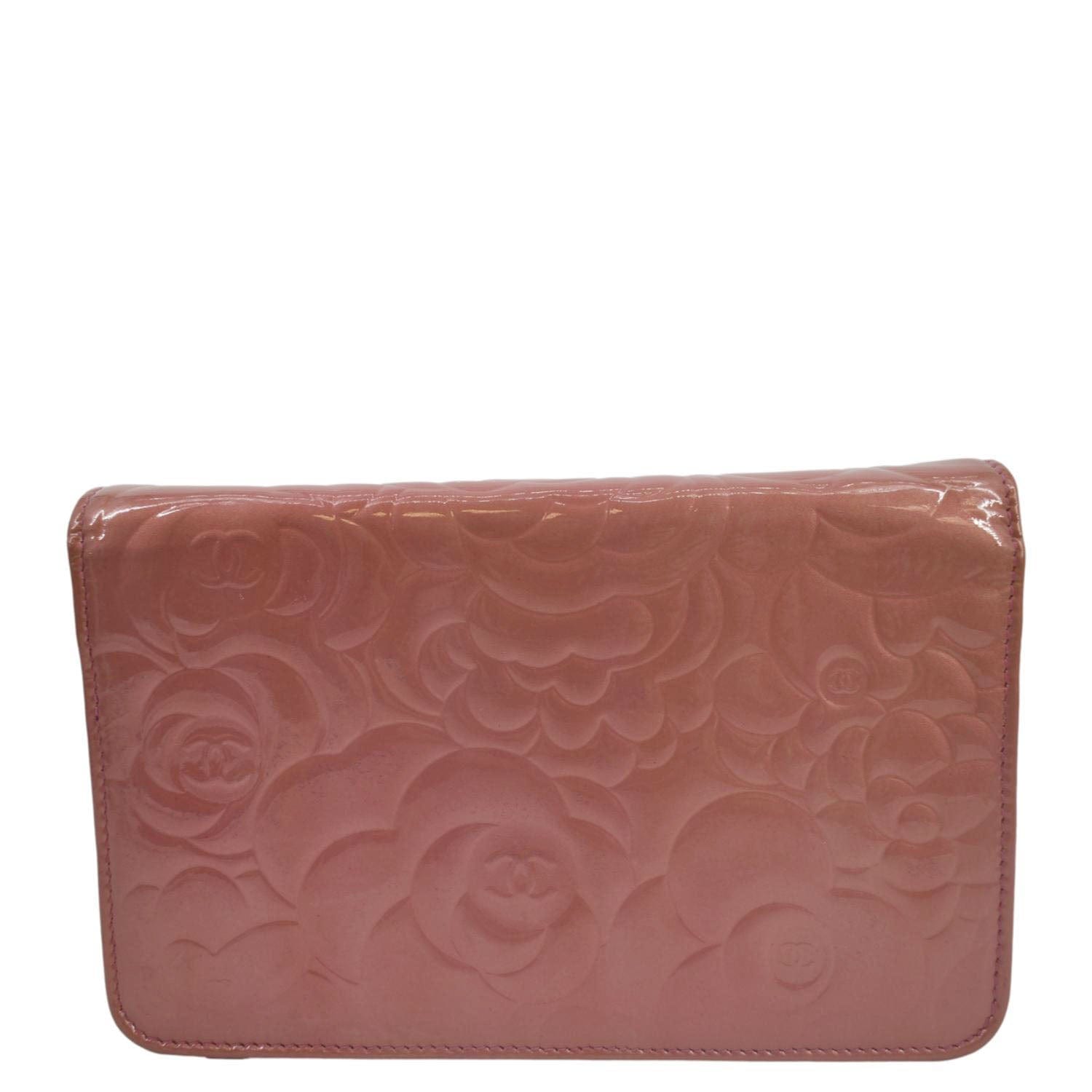 Chanel Camellia On Leather Pink Wallet Case