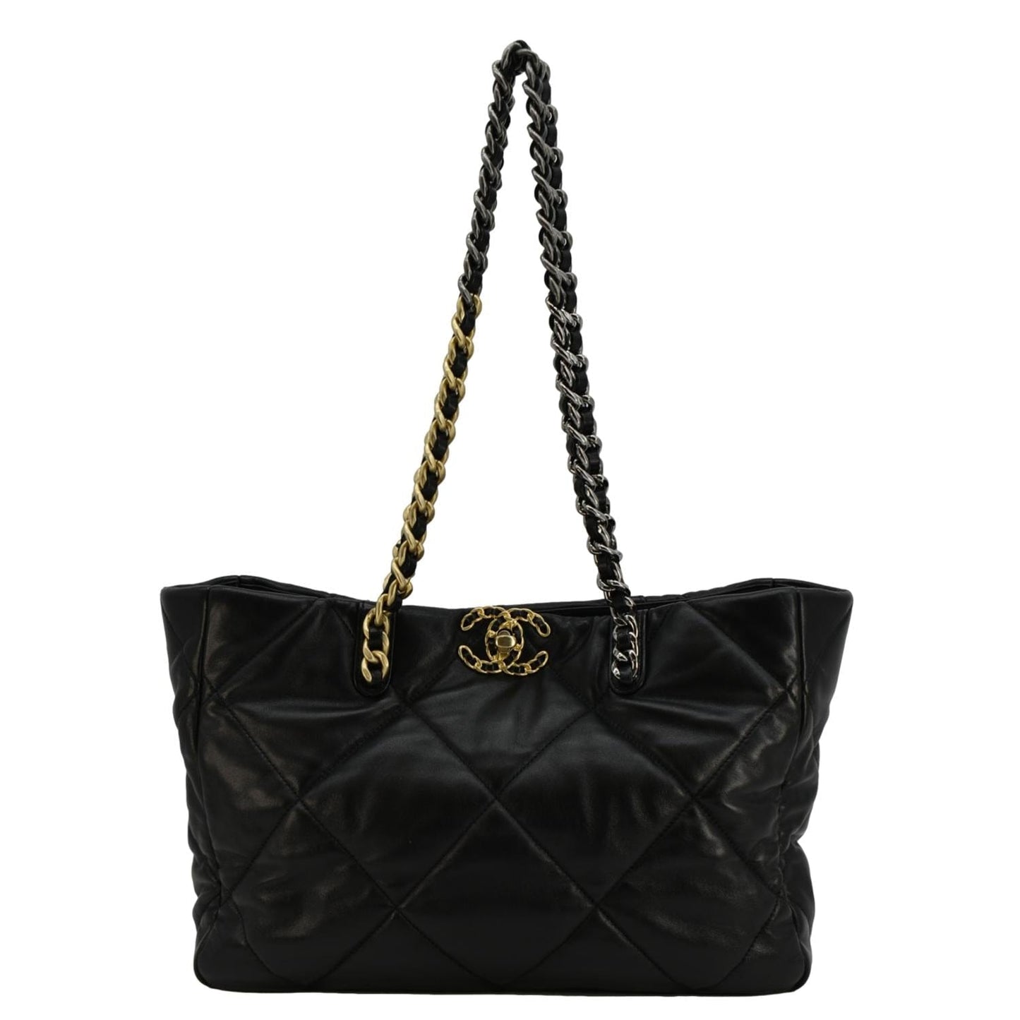 Chanel 19 East West Quilted Shopping Leather Black Travel Bag