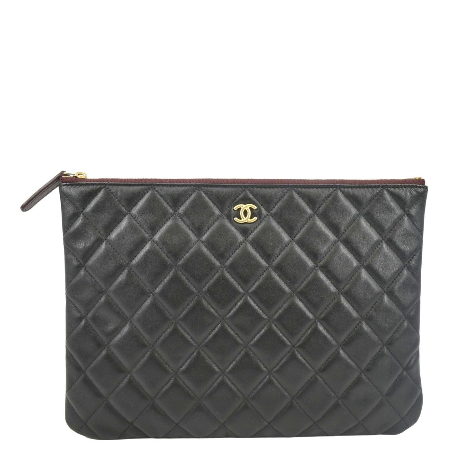 Chanel Classic O- Zip Leather Black Travel Bag Pouch 1