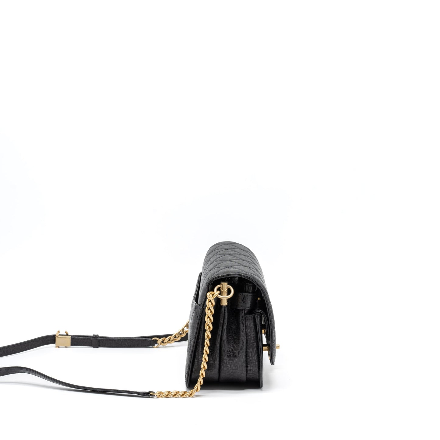 Chanel Messenger Caviar Brushed GHW Microchip Black Messenger Bag