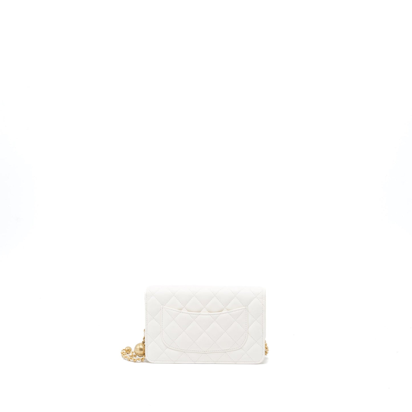 Chanel Pearl Crush on Lambskin GHW Microchip White Wallet Case