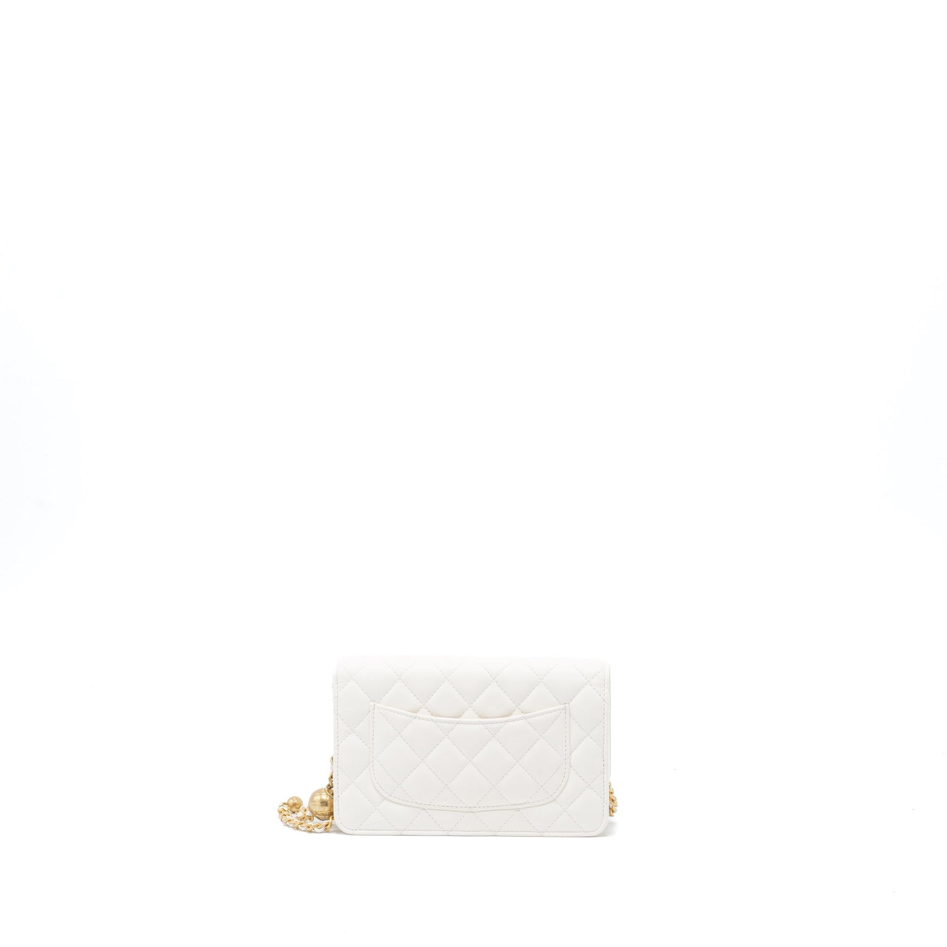 Chanel Pearl Crush on Lambskin GHW Microchip White Wallet Case