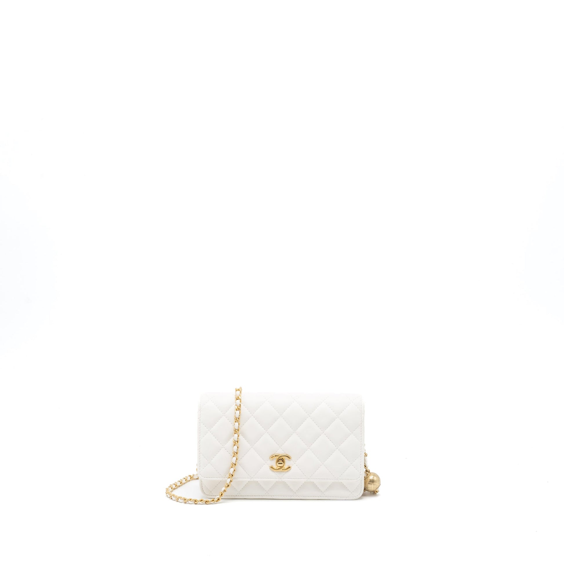 Chanel Pearl Crush on Lambskin GHW Microchip White Wallet Case