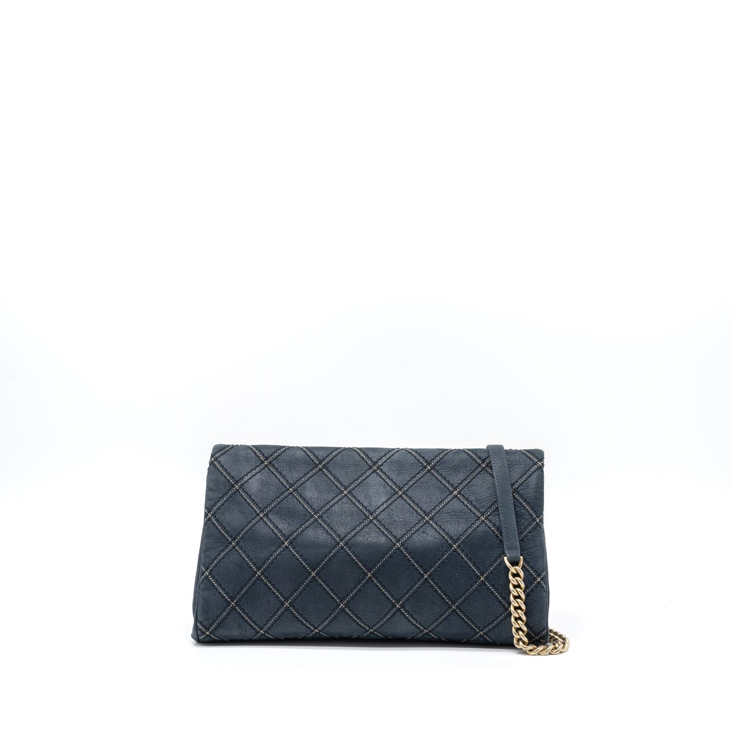 Chanel Quilted Flap Calfskin Iridescent Dark Brushed Blue Shoulder Bag