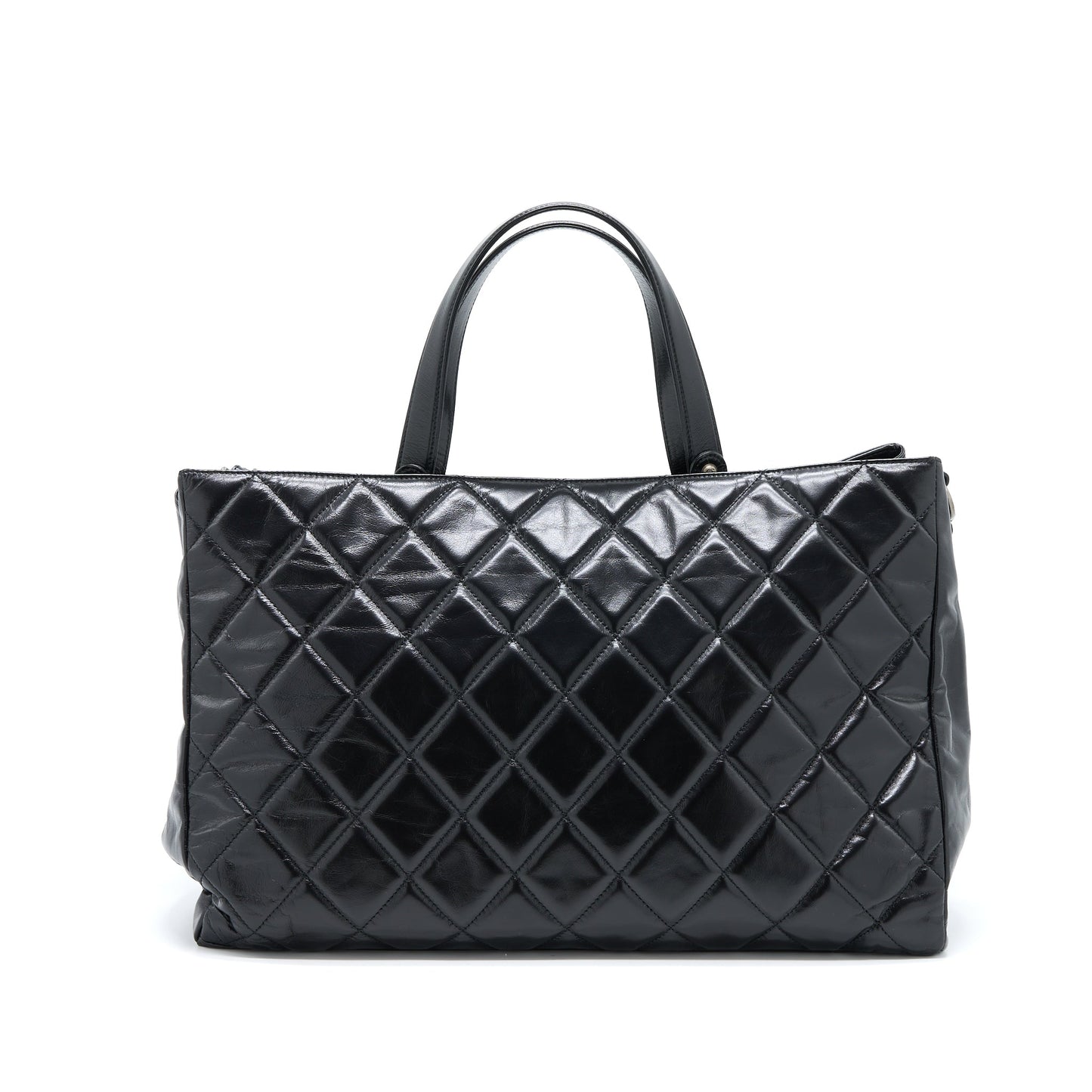 Chanel Calfskin Ruthenium Hardware Black Tote Bag