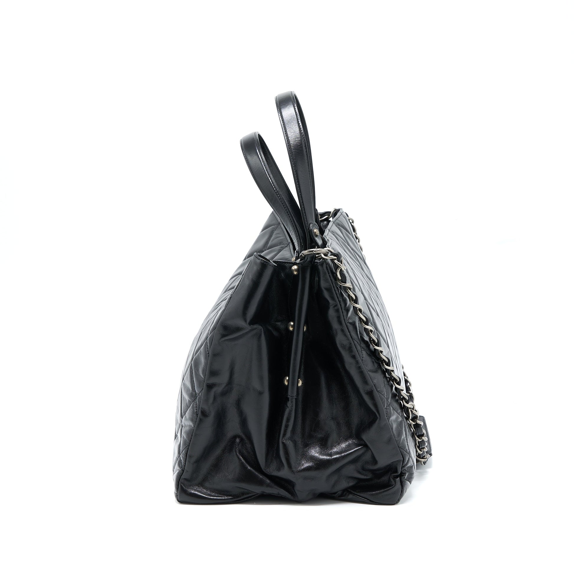 Chanel Calfskin Ruthenium Hardware Black Tote Bag