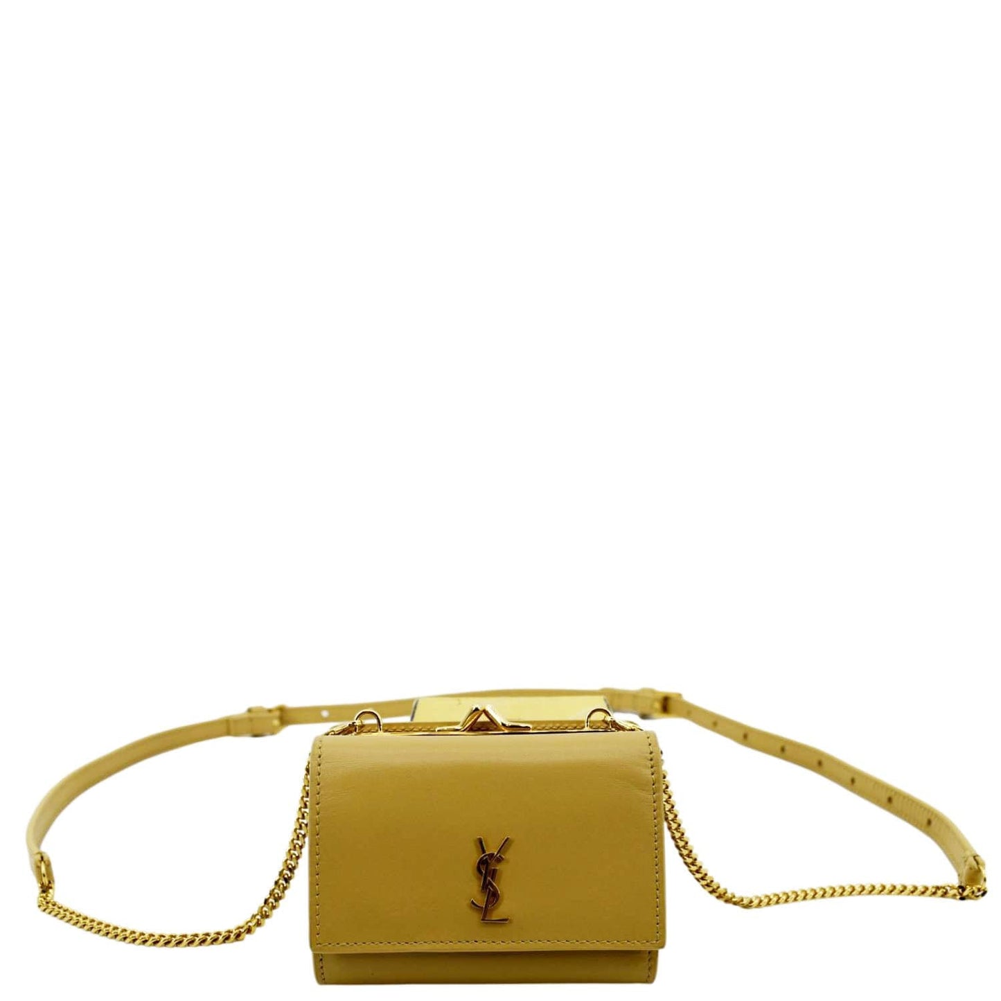 YSL Saint Laurent Yves Rider Smooth Shoulder Bag Leather Beige