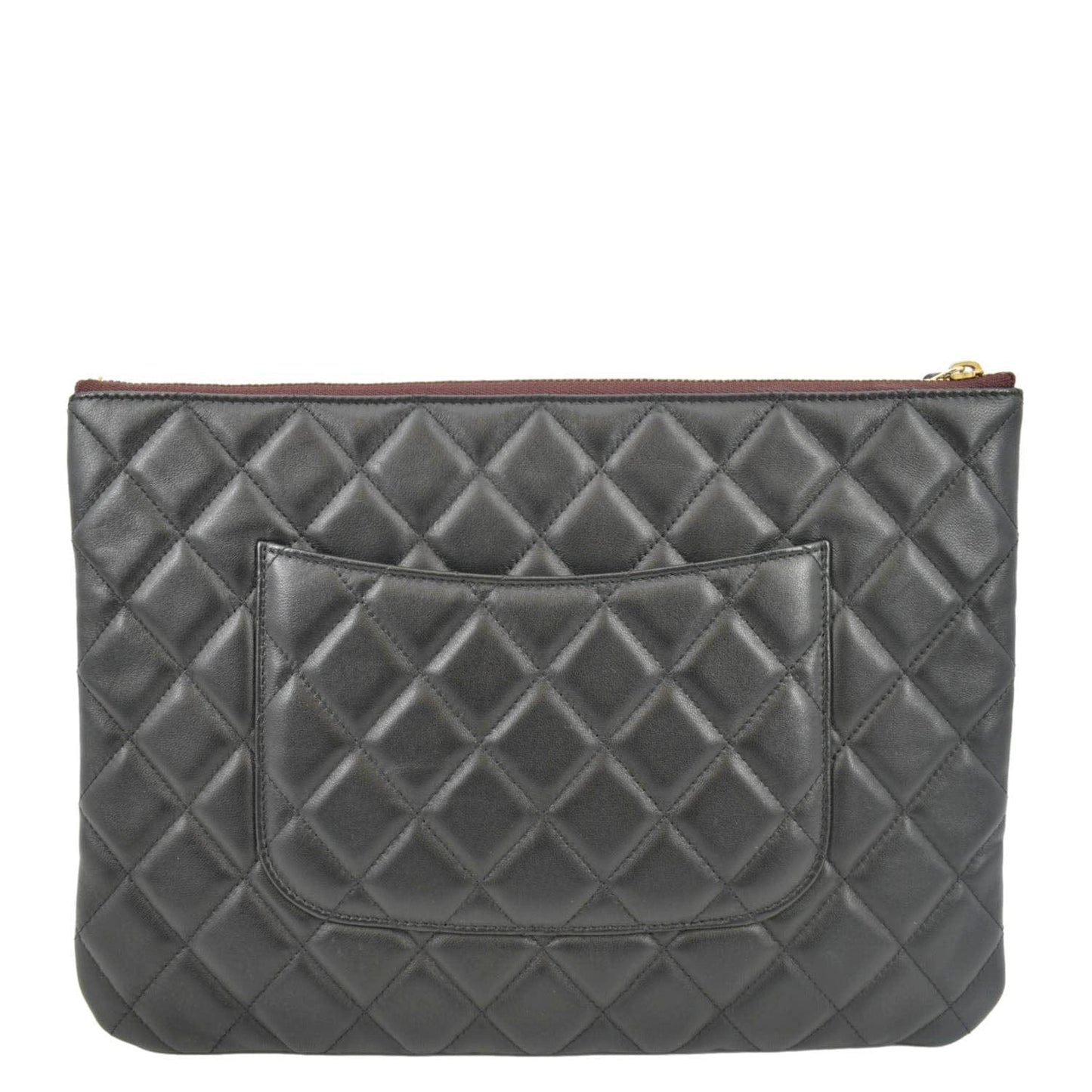Chanel Classic O- Zip Leather Black Travel Bag Pouch 1