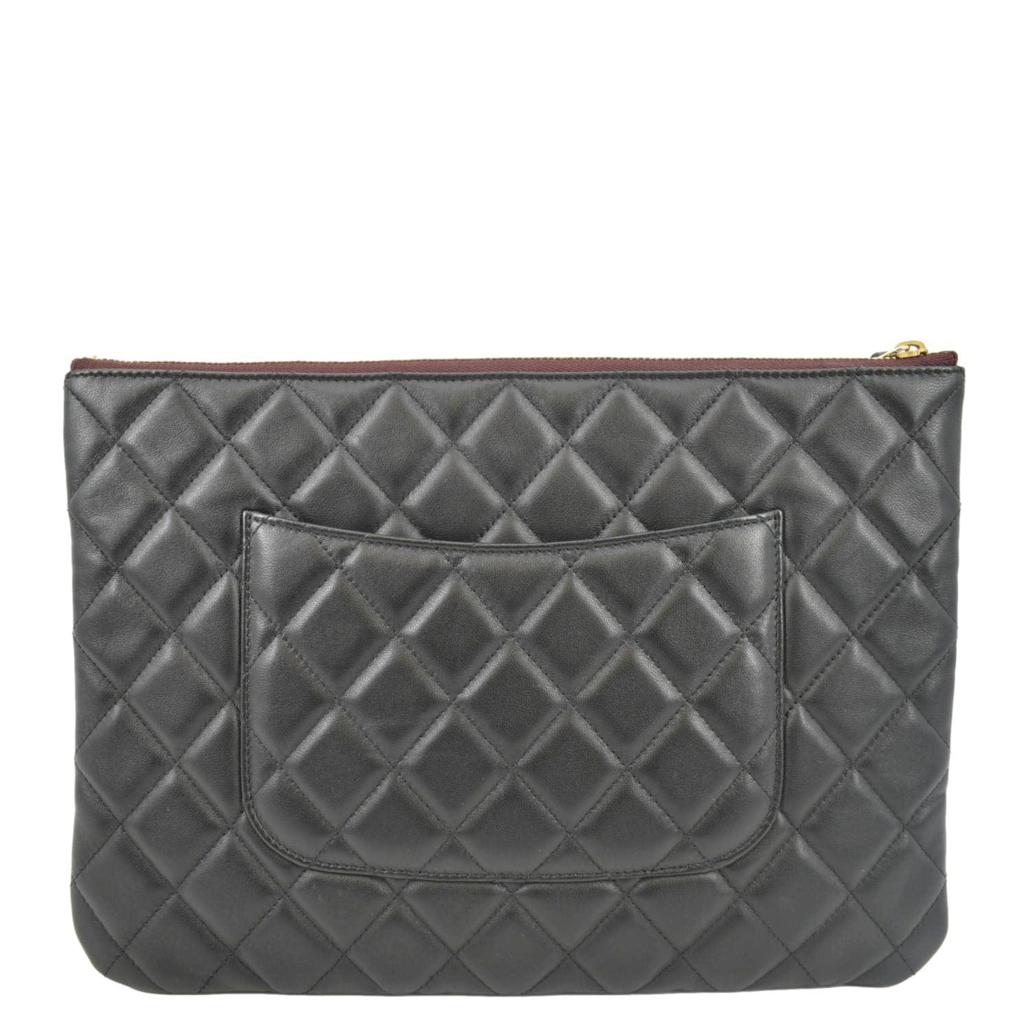 Chanel Classic O- Zip Leather Black Travel Bag Pouch 1