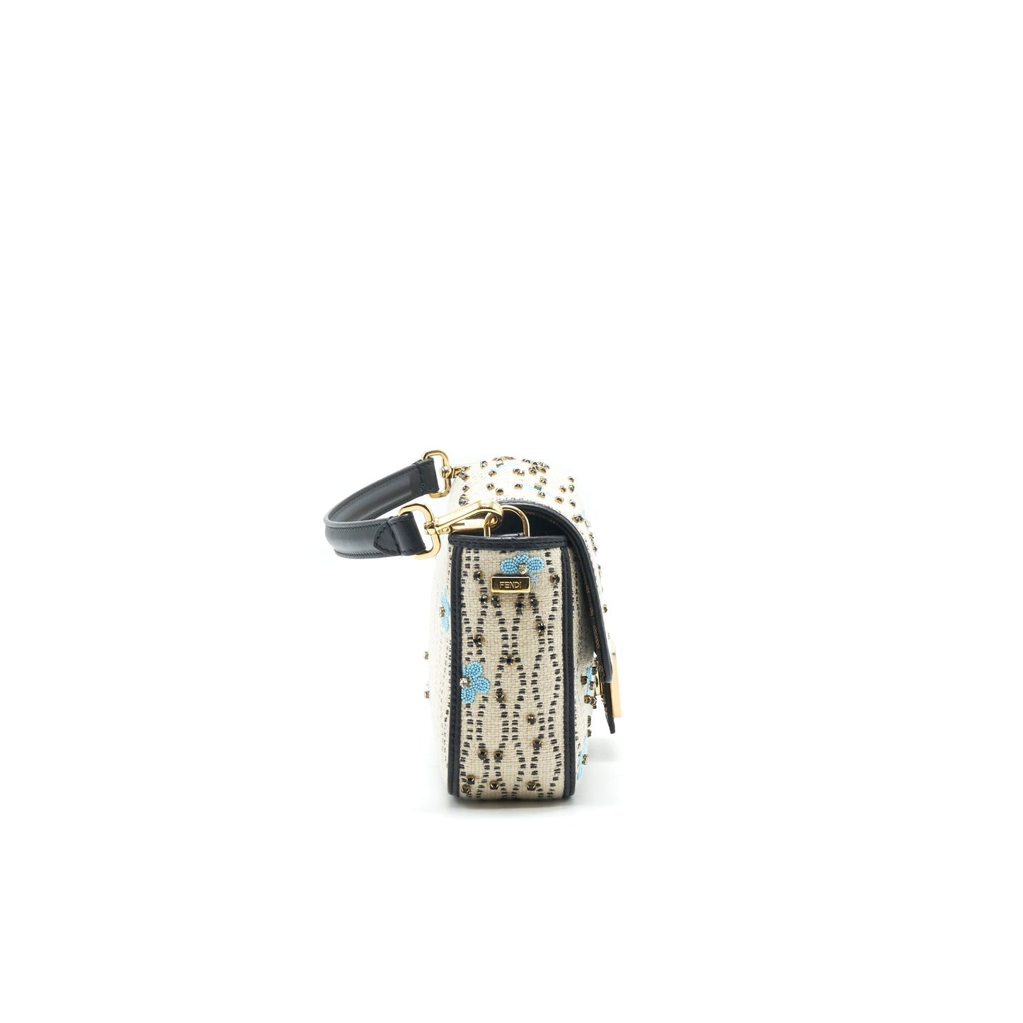 Fendi Baguette Iconic Purse Raffia White Multicolor Shoulder Bag