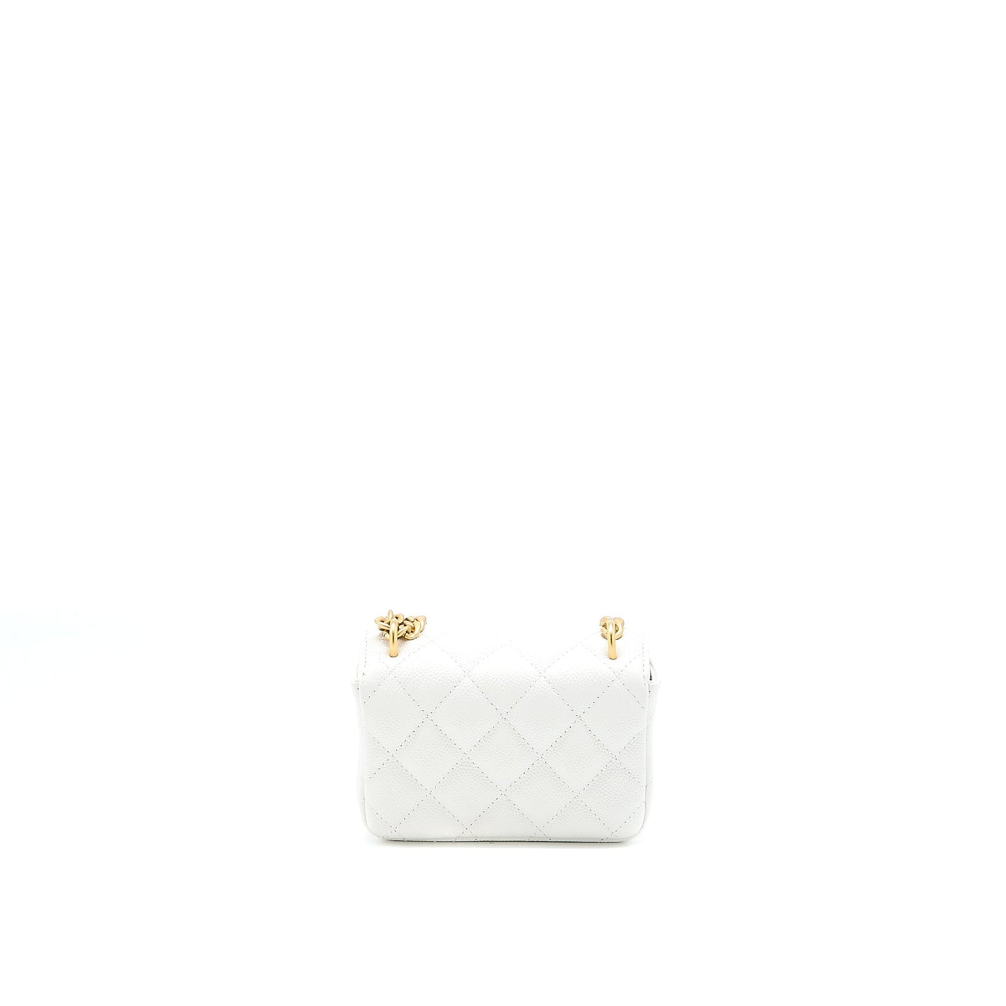 Chanel 23C Coco Love Flap Caviar Brushed White Shoulder Bag