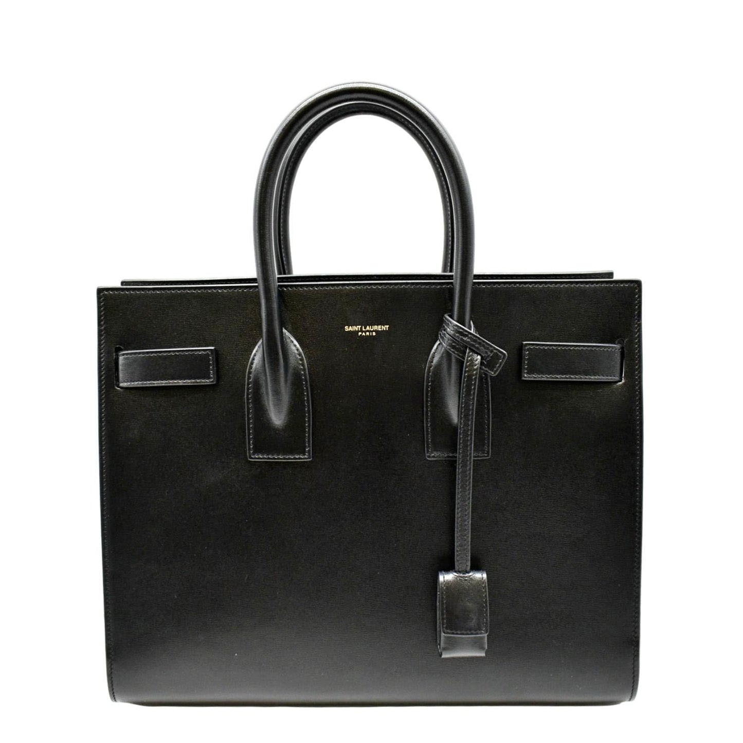 YSL Saint Laurent Yves Sac De Jour Satchel Shoulder Bag Leather Black Satchel Bag